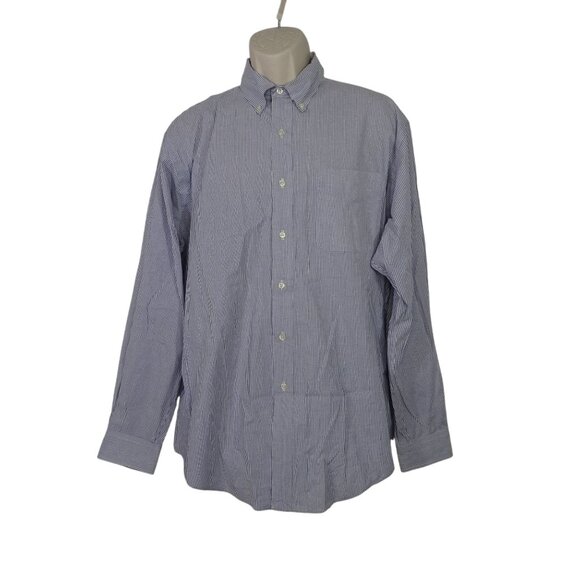 Ralph Lauren Slim Blake Blue White Stripe Button Down Shirt Men Size L Long Slv - Picture 1 of 12